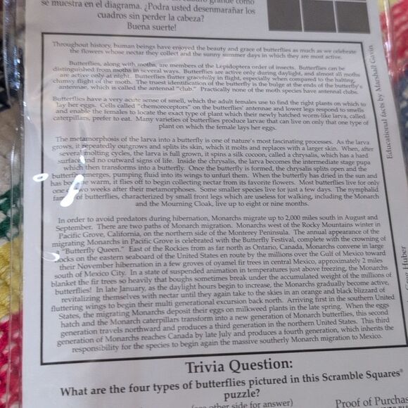 90s Vintage Scramble Squares Butterfly Puzzle NIP - Picture 8 of 8